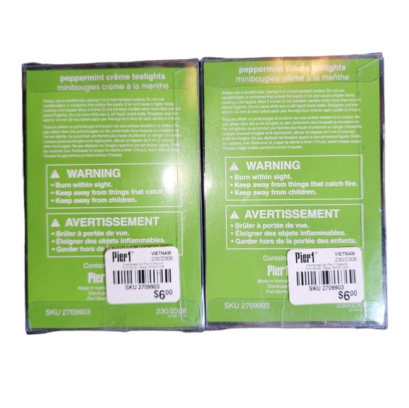 Pier 1 Imports 2 Boxes of 6 Red & White Swirl Peppermint Creme Tealight Candles - Picture 3 of 5